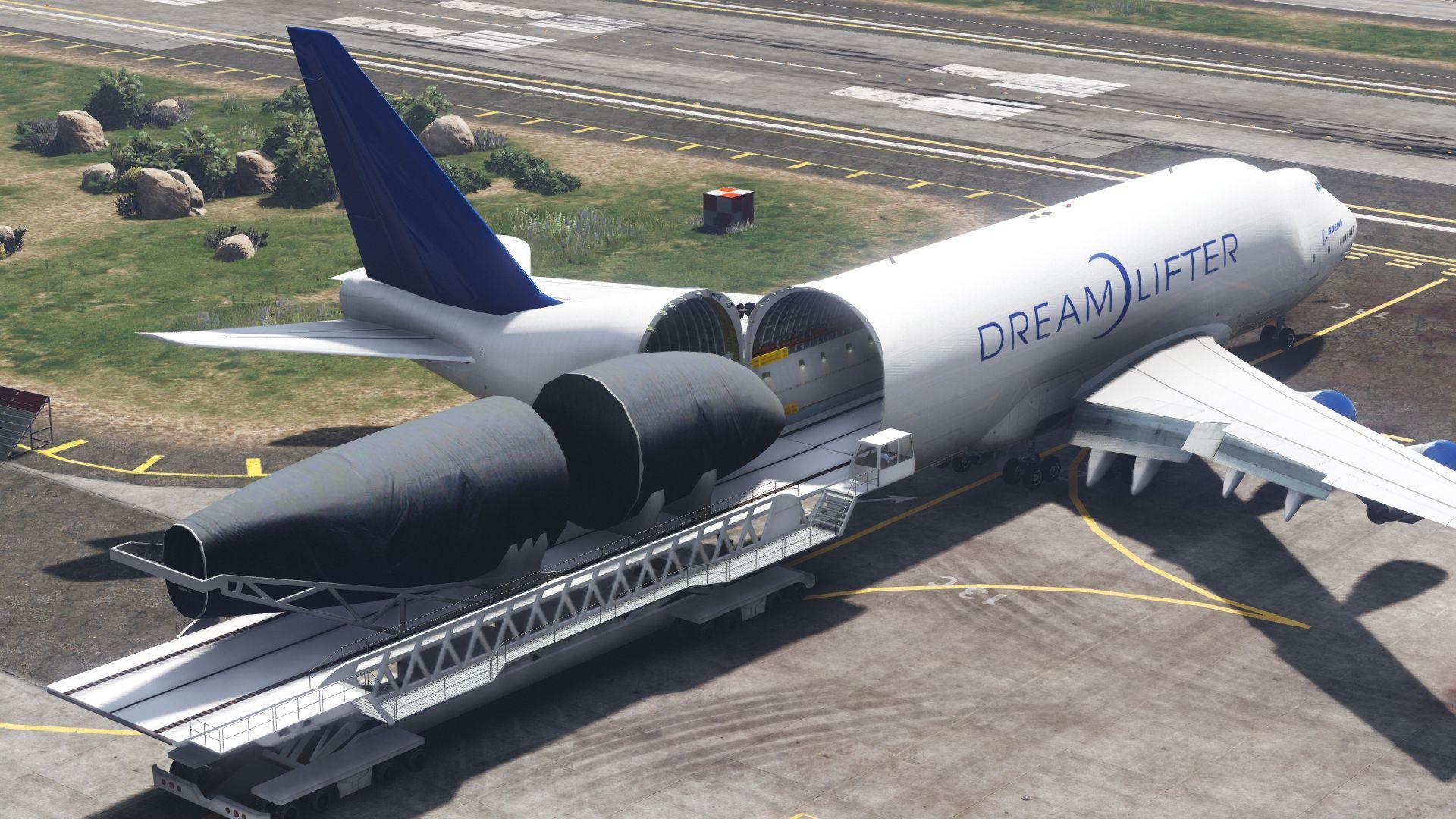 Boeing 747LCF Dreamlifter + loading vehicle [Add-On]